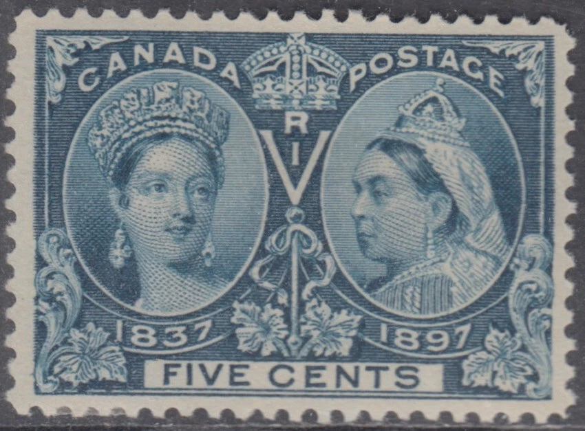 CANADA Sc#  54 MNH QUEEN VICTORIA JUBILEE ISSUE 5 CENTS DEEP BLUE (MOTTLED GUM) - Image 1 of 1