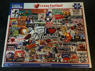 White Mountain I Love 足球 1000 件拼贴拼图 Charlie Girard 完整 — 第 1/4 张图片