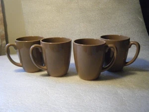 Set of 4 - Corelle Coordinates Stoneware Chocolate Brown Coffee Mugs Cups - Picture 1 of 9