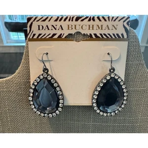 Dana Buchman Silver Tone Large Tear Drop Earrings New - Picture 1 of 4