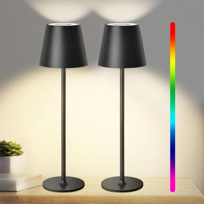 2 RGB Lampade Da Tavolo, Lampada Da Tavolo Senza Fili, Con Batteria Da 5200 Mah, - Immagine 1 di 4
