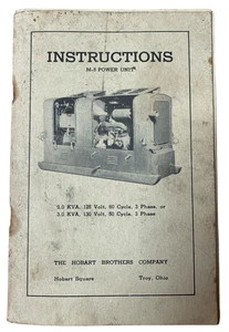 Hobart Brothers Instruction Manual M-5 Power Unit ACGasoline Electric Generator - Picture 1 of 4