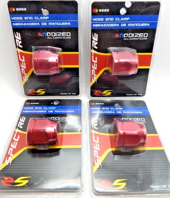 (LOT OF 4) Spectre Red Aluminum Magna Clamp 5/8" Heater Hose Fuel Line 1" Max - Image 1 of 4