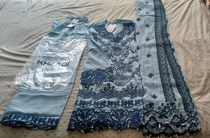 Khaadi Light Blue 3 Piece Suit Size 12 Brand New with Tags - Picture 1 of 4