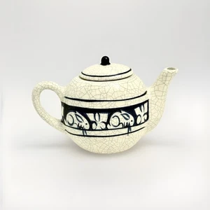 Vintage Dedham Keramik The Potting Shed blau Crackle Bunny Teekanne  - Bild 1 von 10