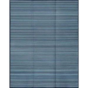 Luna Navy 8 ft. x 10 ft. Stripes Indoor/Outdoor Area Rug - Picture 1 of 9