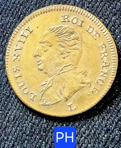 XIX ème - Beau Jeton en Laiton 24,5mm -  Louis XVIII La Justice Vers 1816/1820 - Picture 1 of 2