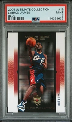 2005 Ultimate Collection Lebron James #/125 Blue #19 Cleveland Cavs PSA 9 Mint - Image 1 of 2