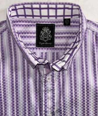 Puño abatible manga larga a rayas púrpura/blanco English Lavandería para hombre XL Foto 1 de 4