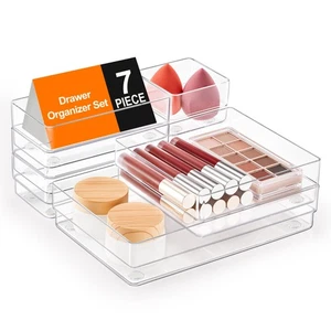7-Piece Drawer Organizer with Non-Slip Silicone Pads, 4-Size Desk Drawer Orga... - Bild 1 von 8