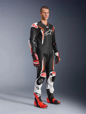Alpinestars GP Tech V5 One Piece Motorcycle Leather Suit AAA Black White Red Flu - Image 1 of 4
