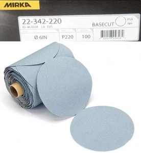 Paquete de 100 discos de lijado en rollo recubiertos semiabiertos Mirka de 6" 220 grano PSA 22-342-220 - Imagen 1 de 7