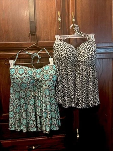 Merona 2 Badeoberteile Tankini türkis und Gepard Gr. XL abnehmbare Träger siehe Bilder! - Bild 1 von 6