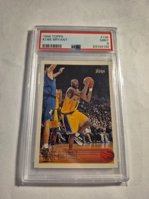Tarjeta de novato Kobe Bryant 1996-97 Topps #138 PSA 9 como nueva "tarjeta generacional" (RC) Foto 1 de 4