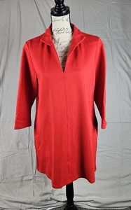NWT! TUCKERNUCK Sz Large Poppy Red Ponte Clifton Dress 3/4 sleeve Vneck Pocket - Picture 1 of 12