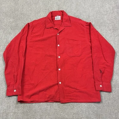 Vintage 60s The Hunter Red All Cotton Button Up Flannel Shirt Men Medium MCM - Image 1 of 4