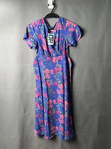 Dorothy Perkins Floral Wrap Dress Midi UK6 BNWT Petite Blue Pink Fast Ship 🚚 - Picture 1 of 3