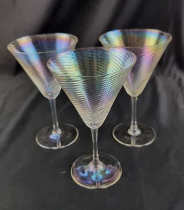 (Juego de 3) Vasos Martini Iridiscentes Arco Iris Remolino - Imagen 1 de 5