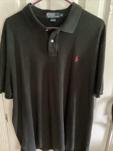 Polo Ralph Lauren Para Hombre Mediano XL Negro 100% Algodón Manga Corta Rojo Logo - Imagen 1 de 12