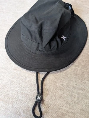 Sombrero para el sol de ala ancha ajustable Hurley negro liso Boonie al aire libre Foto 1 de 4