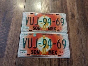RARE Matching Pair 2000s Sonora Mexico VUJ-94-69 Private Auto License Plate - Picture 1 of 2