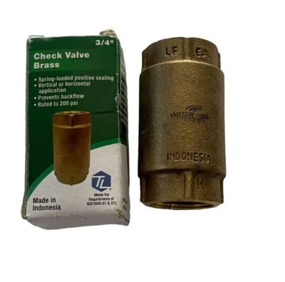 WATER SOURCE CV75NL Check Valve Brass 3/4" Rated to 200 PSI - New - Image 1 of 4