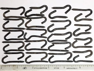 Wall Ceiling Screw Hooks 38 NOS Vintage Blackened Steel Hangers - Picture 1 of 1