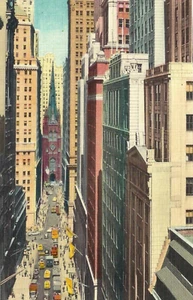 Postkarte New York, New York. "Wall Street". Financial District. NYC. Leinen. UNP. - Bild 1 von 2