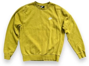 Nike Hombres Ropa Deportiva Club Polar Crew Top Amarillo Mostaza Sudadera Suéter S - Imagen 1 de 8