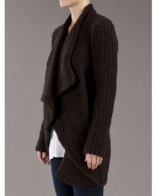 New Givenchy Wool-alpaca brown boucle knit drape lapel long sleeved cardigan M - Image 1 of 4
