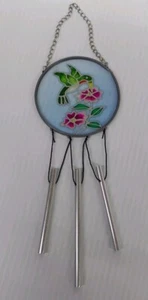 Garden Collection Wind Chimes Bird and Flower Hanging Silve Metal Tubes - Picture 1 of 2