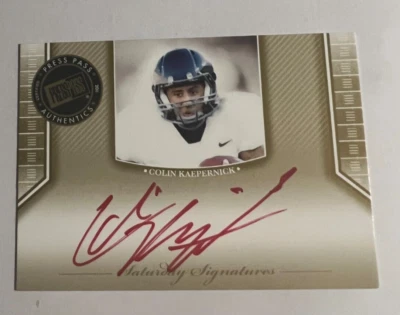 Colin Kaepernick(49ers)2011 Press Pass Saturday Signatures Red Ink Autograph RC+ - Image 1 of 4