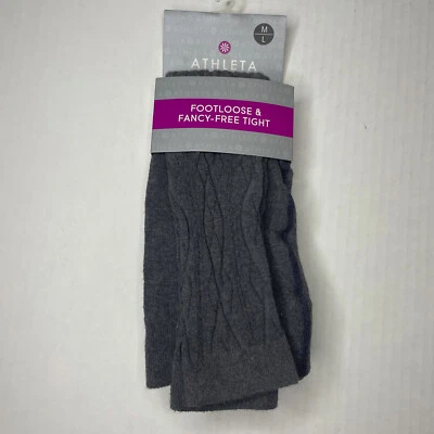 Athleta Footloose & Fancy Free Tights M/L Gray Knit Footless Breathable Cotton + - Image 1 of 4