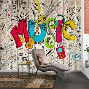 Fotomural no tejido papel pintado murales Misic Sound pintado a mano graffiti 1402 - Imagen 1 de 2