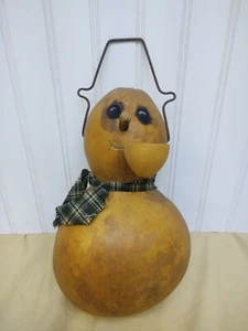 Primitive 12"H Gourd Snowman with Pipe Holiday Rustic Home Decor Handcrafted - Picture 1 of 5