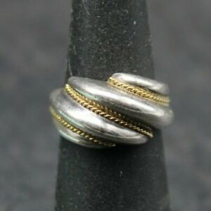 VTG Tiffany & Co. Sterling Silver And 14k Yellow Gold Rope Swirl Ring 2 Tone Q3P