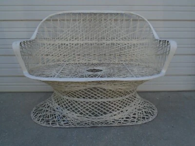 Sofá banco de fibra de vidrio Loveseat Regency mediados de siglo hilado Russell Woodard S Foto 1 de 4