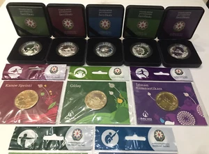 LOT Azerbaijan 10 Coins 1-st European Games 2015 Mega Rare 5 Silver Coins - Picture 1 of 10