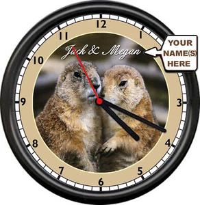 Personalized Groundhog Love Couple Funny Gift Lovers Your Names Sign Wall Clock - Picture 1 of 1