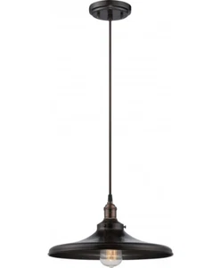 Nuvo Lighting Vintage 1 Light Pendant w/ Shade & Bulb, Rustic Bronze - 60-5506 - Picture 1 of 2