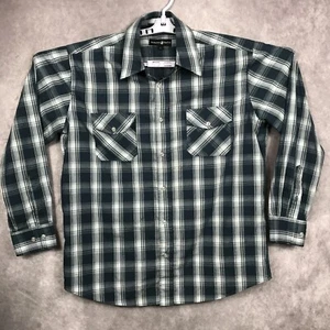 Beverly Hills Polo Club Shirt Mens Large Plaid Flap Pocket Western Classiccore - Picture 1 of 10