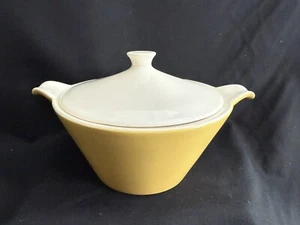 STAR GLOW Royal China MCM TAB HANDLED COVERED CASSEROLE DISH BOWL Yellow - Picture 1 of 8