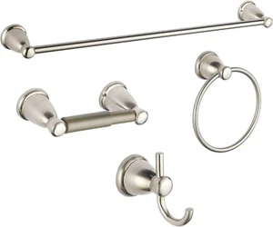 4-Piece Bathroom Accessory Set Brushed Nickel Bathroom Hardware Set 24 Inches Ad - Picture 1 of 8
