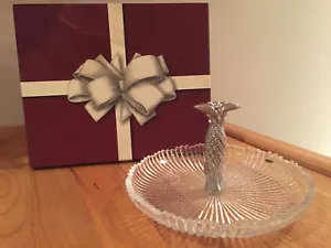 Arthur Court Silber Ananas 9 Zoll Gletscherregen/Nieselregen Glas Leckerbissen Tablett - SELTEN - Bild 1 von 11