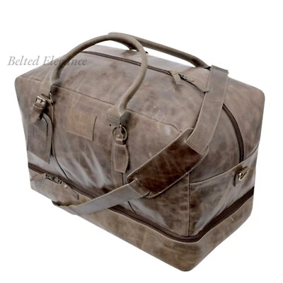 Unisex Vintage Leder Reisetasche Reisegepäck Weekender Tasche Schuhfach - Bild 1 von 4