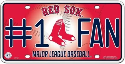BOSTON RED SOX #1 FAN CAR TRUCK TAG LICENSE PLATE MLB BASEBALL METAL SIGN - Image 1 of 2