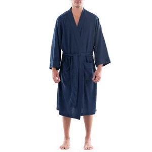 Men's Waffle Kimono Robe Navy One Size - Picture 1 of 6