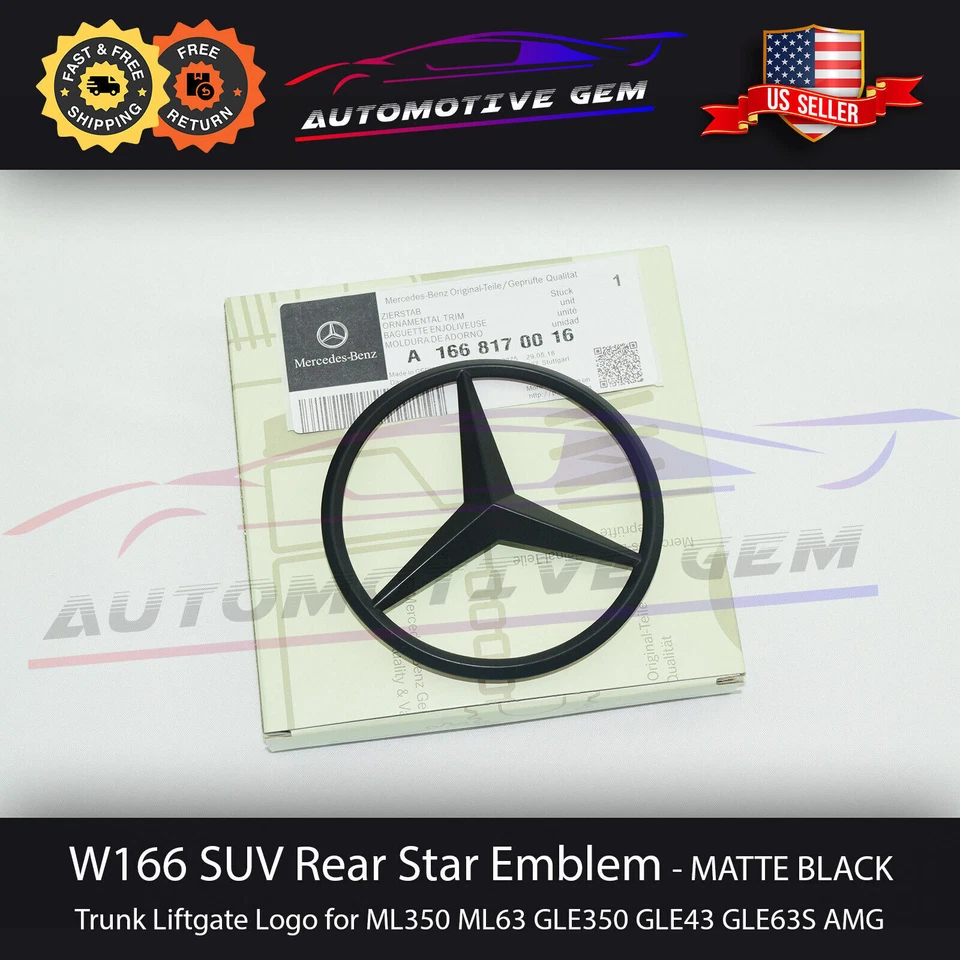 W166 SUV Mercedes NEGRO MATE estrella emblema tapa maletero trasero logotipo insignia AMG GLE350 Foto 1 de 1