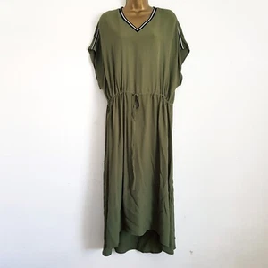 NUEVO Vestido de Té Midi Ann Harvey Talla Grande 14-28 Verde Caqui Dobladillo Crepe Chifón - Imagen 1 de 5