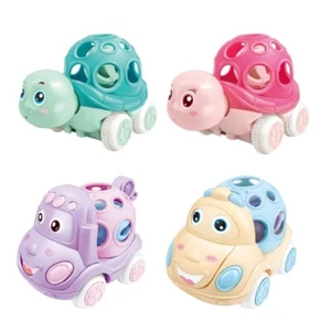 Friction Animal Car Toy Press & Slide Car Baby Fine Motor Skill Rattle Car Gift - Picture 1 of 8